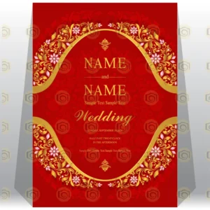 Elegant Wedding Invitation Card Template Featuring A Decorative Gold Border
